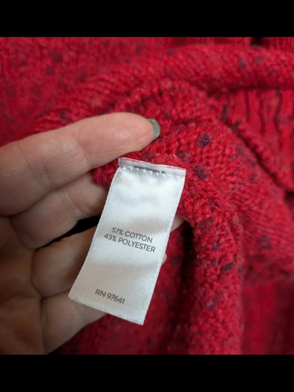 J. Jill Red Crewneck Sweater Small with Button Shoulder Speckled Confetti